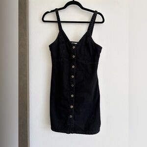 Topshop black Button-Down Denim Dress